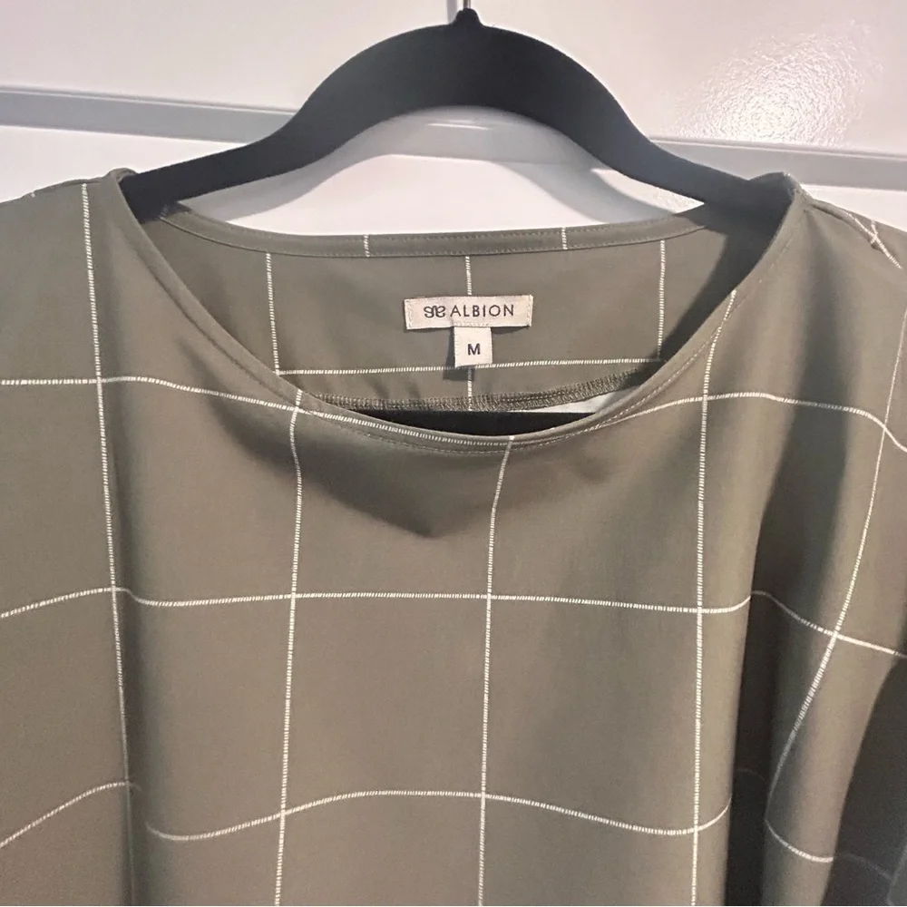 Albion Fit Boss Tee/ Olive Windowpane Print - Picture 2 of 5